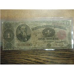 1890 LARGE SIZE $1 US TREASURY NOTE