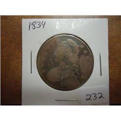 1834 BUST HALF DOLLAR BENT AND OBV. MARKED