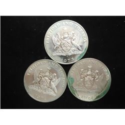 1973 & 2-1974 TRINIDAD & TOBAGO DOLLARS PROOFS