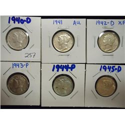 1940-D,41,42-D,43,44 & 45-D MERCURY DIMES