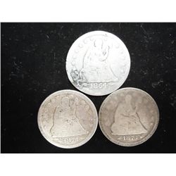 1854,73 & 73 SEATED LIBERTY QUARTERS