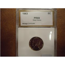 1963 JEFFERSON NICKEL PCI PR69 DEEP CAMEO