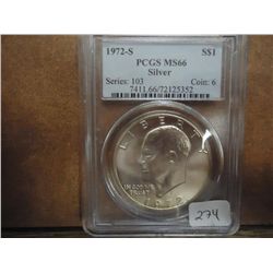 1972-S IKE SILVER DOLLAR PCGS MS66