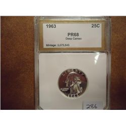 1963 WASHINGTON SILVER QUARTER PCI PR68 DEEP CAMEO