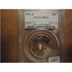 2002-D KENNEDY HALF DOLLAR PCGS MS66