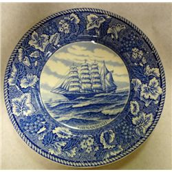 Collector Plate Blue with Shenandoah Ship. Made in England. Diameter 10"