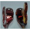 Image 3 : Pair of Whale Paperweights. Red and Amber in color. Not marked.