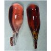 Image 4 : Pair of Whale Paperweights. Red and Amber in color. Not marked.