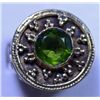 Image 1 : Victorian Style German silver ring with Green Stone, Size  7 1/2