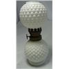 Image 1 : VINTAGE MINI MINIATURE HOBNAIL MILK GLASS GLOBE OIL LAMP 6 5/8" TALL