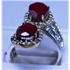 Image 3 : Victorian Style German silver ring with Red Stones, Size 8 1/2