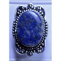 New German Silver Lapis Ring, size 6.5