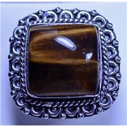 New German Silver Tiger's Eye Ring, size  8.5