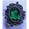 Image 1 : New German Silver Ring with Syn Green Emerald, Size 9
