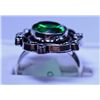 Image 3 : New German Silver Ring with Syn Green Emerald, Size 9
