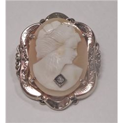 Vintage Signed "Coro with Pegasus" Cameo with real diamond chip. Excellent  Cond