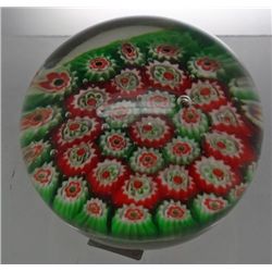 Vintage Red and Green Millefiori Cane Paperweight