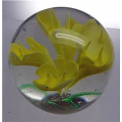 Yellow Flower Glass Paperweight