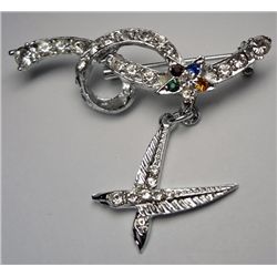 Vintage Brooch with Clear Rhinestones