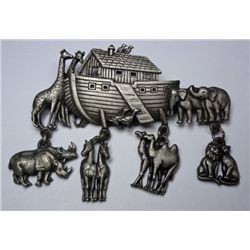 Vintage 80's JJ Noah's Ark Brooch