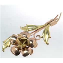 Vintage Copper and Brass Flower Pin, Circa 1950's. 4" long