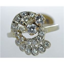 14k White Gold Diamond Ring, Size 8, Pre-Owned, Vi ntage Styling