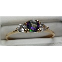 10K Gold Mystic Topaz & CZ Ring