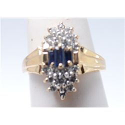 14kt Diamond and Sapphire Ring. 1 ctw. Size 5 1/4.