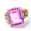 Image 1 : 14kt Pink Stone Ring with Diamond Accents
