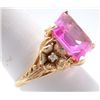 Image 2 : 14kt Pink Stone Ring with Diamond Accents