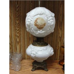 1888 dated Fostoria signed Gone with the Wind Lamp! Has Lion heads. Beautiful  !