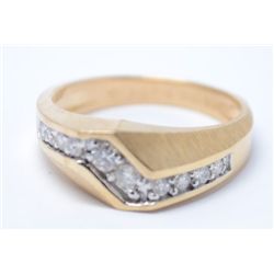 Men's 14K Diamond Ring. Size 9 3/4 with brushed Gold and approx. 1.25 dtw.