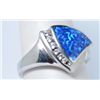 Image 2 : Sterling Silver created opal and diamond ring. Size 8.5.