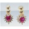 Image 1 : 10 kt. Synthetic Ruby and Diamond Heart Earrings.