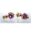 Image 2 : 10 kt. Synthetic Ruby and Diamond Heart Earrings.
