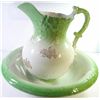 Image 1 : BEAUTIFUL GREEN & WHITE PITCHER AND WASH BOWL SET