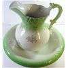 Image 2 : BEAUTIFUL GREEN & WHITE PITCHER AND WASH BOWL SET
