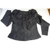 Image 1 : VINTAGE LADIES TOP. SATIN ROUSHING AROUND THE COLLAR. SNAPS ON SLEEVES