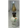 Image 1 : FLORAL MILK GLASS MINIATURE OIL LAMP WITH HAND PAINTED  PRINCESS AND FLOWERS