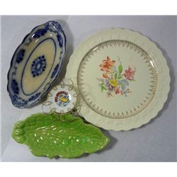 SET OF 4 PLATES. THE FIRST IS A BEAUTIFUL FLORAL PATTERN FROM TAYLOR SMITH, NEXT