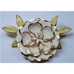CORO ENAMEL FLOWER BROACH SIGNED