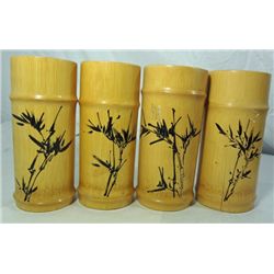 4 Vintage Bamboo  Drinking Glasses.