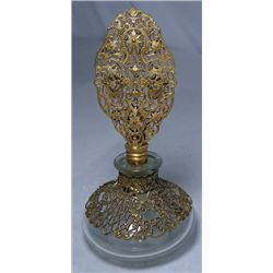 Stunning Vintage Victorian Style Filigree Brass Perfume Bottle