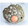 Image 2 : BEAUTIFULLY UNIQUE LADIES VINTAGE HAT PIN WITH FILIGREE RHINESTONE & CORAL BEAD