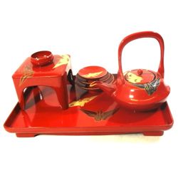 RED LAQUER WARE SAKE SET