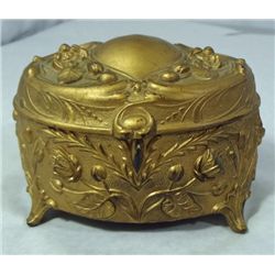 ANTIQUE FOOTED JEWELRY CASKET BY COON