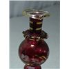 Image 4 : BEAUTIFUL CRANBERRY RED WITH HAND PAINTED GOLD DETAIL AND FLOWERS PERFUME BOTTLE