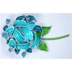 Vintage Blue, Green and Teal Metal Flower Brooch