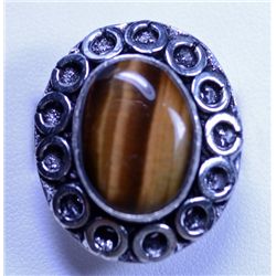 New German Silver Tiger Eye ring, Size 9