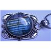 Image 2 : New German silver Pendant and Chain, Labradorite, 20" long